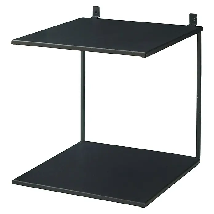 Wandregal - L x B x H: 16,3 x 15 x 21,5 cm, Passend für: Akustikpaneele, Montageart: Einhängen - Schwarzes Wandregal mit zwei Ebenen und minimalistischem Design zur stilvollen Wandmontage.