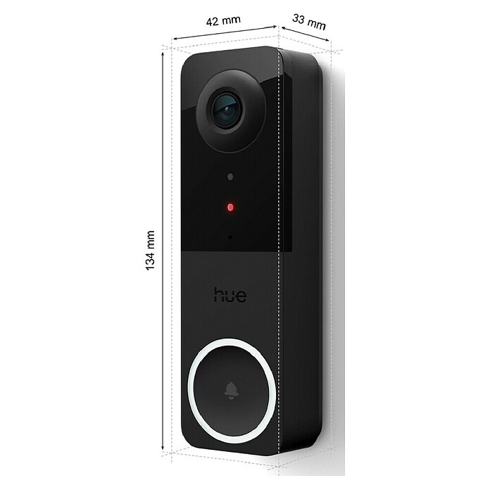 Philips Hue Deurbel met camera (Zwart, 2.048 x 1.536 pixels (2K-HD), 33 x 42 x 134 mm) | BAUHAUS