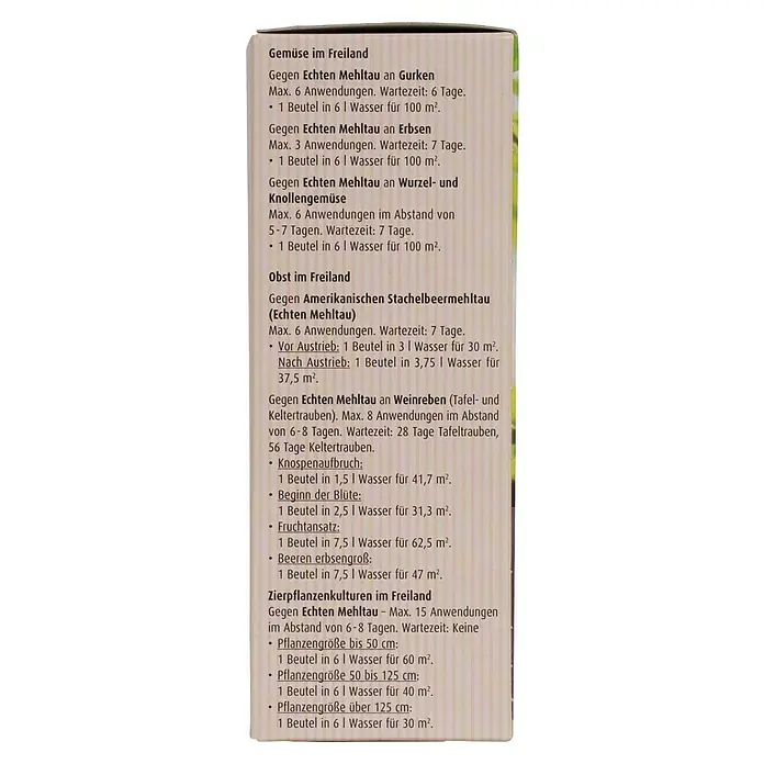Compo Bio Mehltau-frei Thiovit Jet® - 75 g - Informationen zur Anwendung des Produkts gegen Mehltau an verschiedenen Pflanzen im Freien.