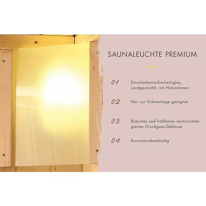 Karibu Fasssauna Rundu - 9 kW Saunaofen mit externer Steuerung, L x B x H: 295 x 225 x 229 cm - Saunaleuchte Premium mit Sicherheitsglas, Holzrahmen & robustem Aluminiumgehäuse für Eckmontage und Korrosionsbeständigkeit.