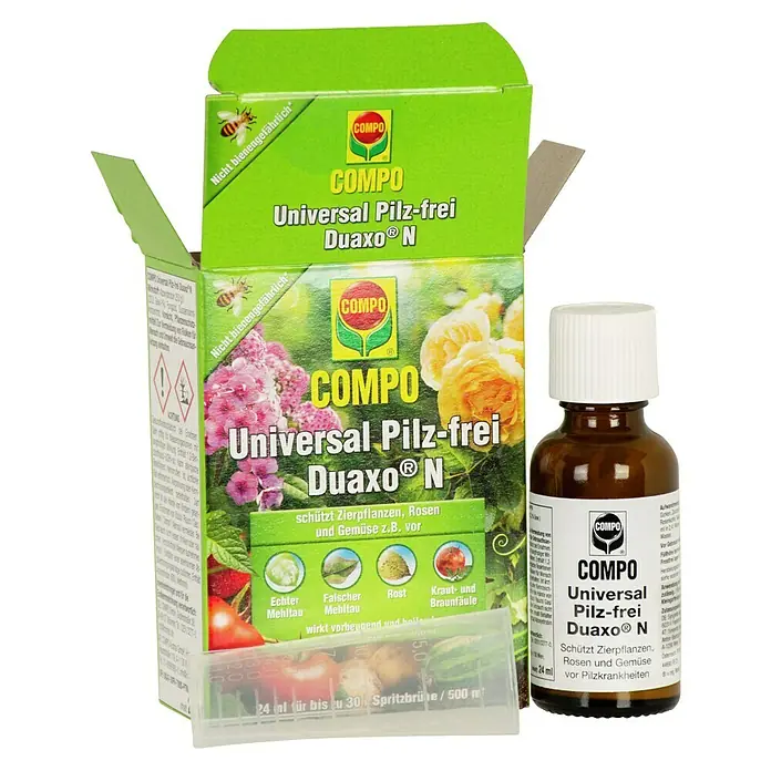 Compo Pilzfrei Duaxo® N Universal - 24 ml - Das COMPO Universal Pilz-frei Duaxo N ist ein Pflanzenschutzmittel gegen Pilzkrankheiten für Zierpflanzen, Rosen und Gemüse.