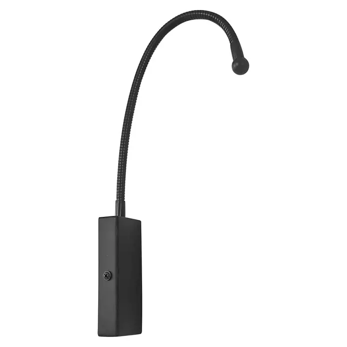 REV Wandleuchte für Akku Magnet-Spot - L x B x H: 26 x 16 x 4,2 cm - Nahaufnahme einer schwarzen, flexiblen LED-Leselampe mit Schwanenhals und rechteckiger Basis für den Nachttisch.