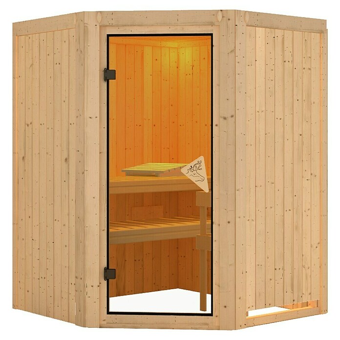 Karibu Systemsauna (Ohne Ofen, Ohne Dachkranz, 151 x 151 x 198 cm)
