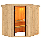 Karibu Systemsauna (Ohne Ofen, Ohne Dachkranz, Ganzglas Bronze, 170 x 196 x 198 cm)