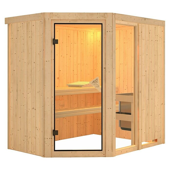Karibu Systemsauna (Ohne Ofen, Ohne Dachkranz, 151 x 196 x 198 cm)