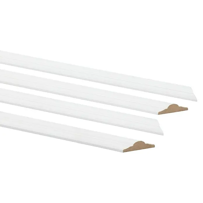 Wandleiste Set - Fläche 190x70cm, Weiß, MDF, Höhe: 1,3 cm, Breite: 2,2 cm - Weiße Sockelleisten aus Holz, ideal für die stilvolle Gestaltung von Innenräumen. Robust und einfach zu montieren.