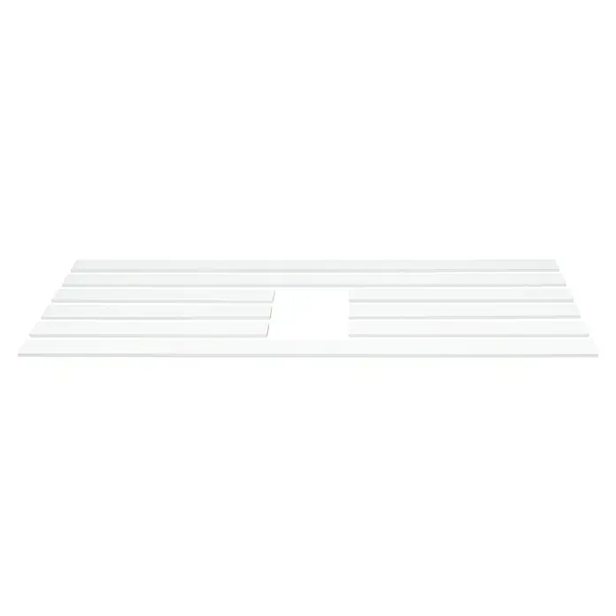 Wandleiste Set - Fläche 130x130cm, Weiß, MDF, Höhe: 1,3 cm, Breite: 6,3 cm - Weiße Treppe mit schwarzen Bereichen in der Mitte. Die schlichte Treppe bietet eine moderne Optik und einen einzigartigen Designakzent.