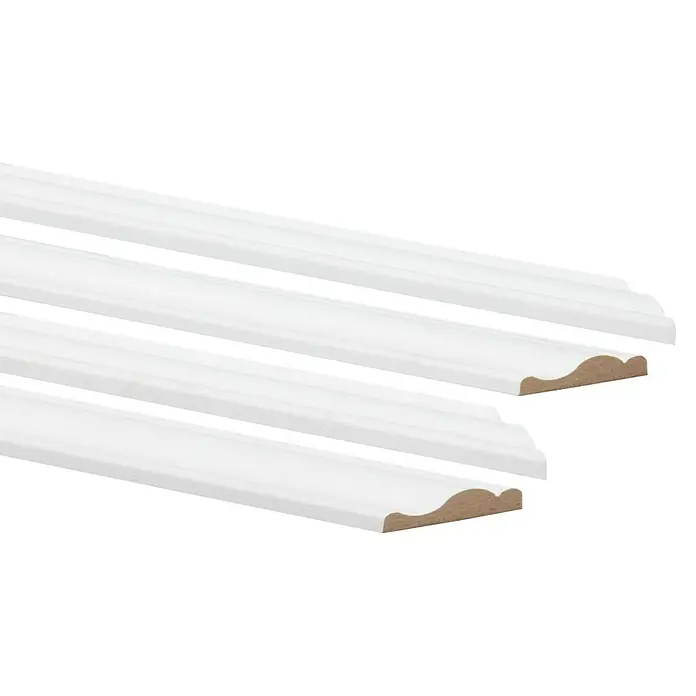 Wandleiste Set - Fläche 50x70cm, Weiß, MDF, Breite: 2,9 cm - Weiße Sockelleisten, ideal für die stilvolle Gestaltung von Innenräumen. Perfekt für einen sauberen Übergang zwischen Wand und Boden.