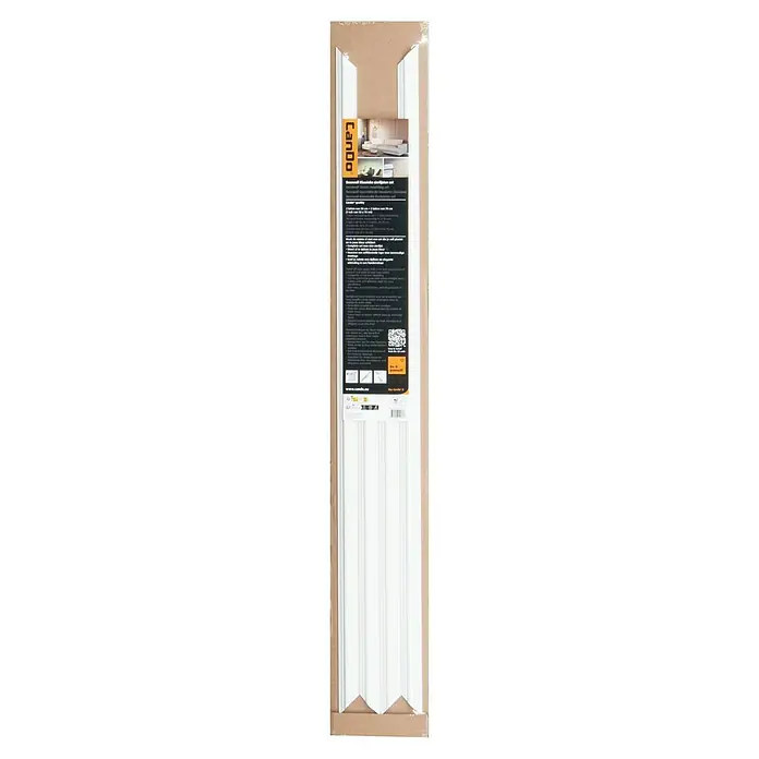 Wandleiste Set - Fläche 50x70cm, Weiß, MDF, Breite: 2,2 cm - Das Foto zeigt eine originalverpackte Cando Decowall Classic Wandleiste in Weiß, ideal für die dekorative Wandgestaltung im Innenbereich.