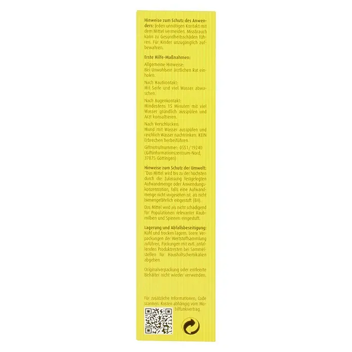 Compo Schneckenkorn - 550 g - Produktinformationen mit Sicherheitshinweisen, Erster Hilfe, Umweltschutz, Lagerung, Entsorgung und QR-Code für Zusatzinformationen.