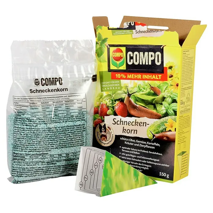 Compo Schneckenkorn - 550 g - COMPO Schneckenkorn: Granulat zur Bekämpfung von Nacktschnecken, schützt Obst, Gemüse, Kräuter und Zierpflanzen im Garten.