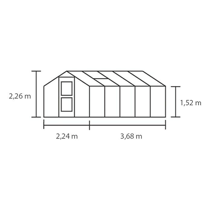 Juliana Gewächshaus Compact (3,68 x 2,24 x 2,26 m, Sicherheitsglas, Glasstärke: 3 mm, Silber/Schwarz)