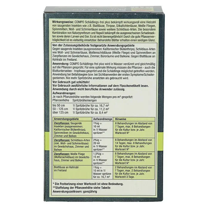 Compo Bio-Schädlingsfrei Plus - 100 ml - Produktinformationen zu COMPO Schädlingsfrei Plus, einem Schädlingsbekämpfungsmittel für Pflanzen.