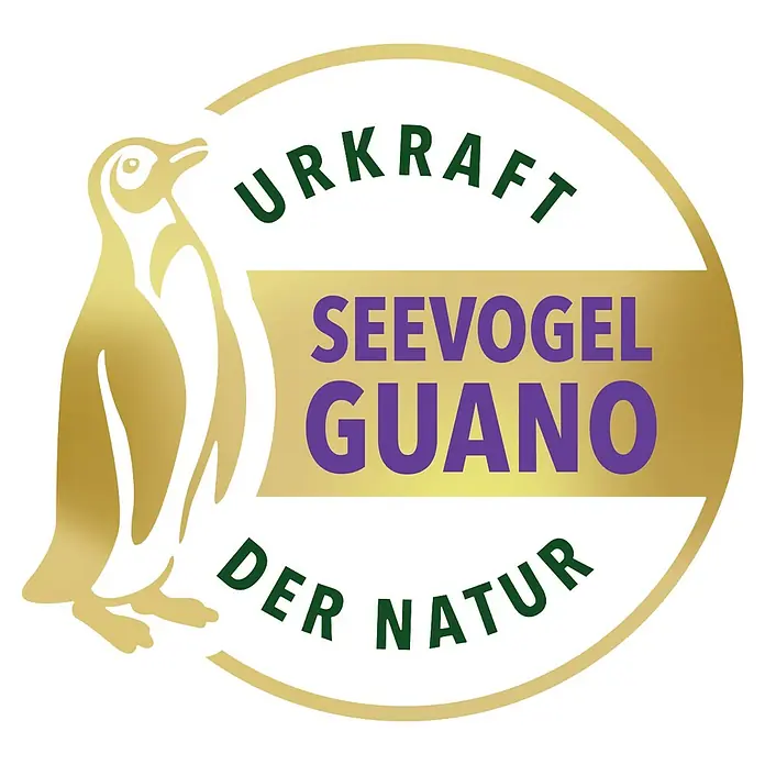 Compo Universaldünger - 30 Stk. - Logo für Seevogel Guano, ein Naturdünger, dargestellt mit einem stilisierten Seevogel und dem Schriftzug "Urkraft der Natur".