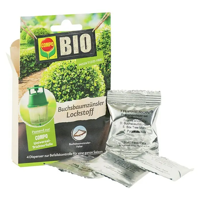Compo Buchsbaumzünsler-Lockstoff - 4 Stk. - COMPO Bio Buchsbaumzünsler Lockstoff: Biologischer Schädlingsbekämpfer mit Pheromonen gegen Buchsbaumzünsler für eine ganze Saison.