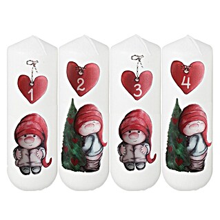 Hofer Stumpenkerze-Set Weihnachtswichtel (4 x 12 cm, 4 Stk.)