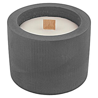 Hofer Dekokerze Beton mit Holzdocht (Ø x H: 11 x 8 cm, Grau)