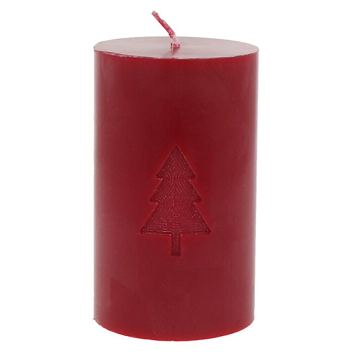 Hofer Stumpenkerze Tannenbaum (Ø x H: 6 x 10 cm, Bordeaux, 1 Stk., Motiv: Tannenbaum) | BAUHAUS