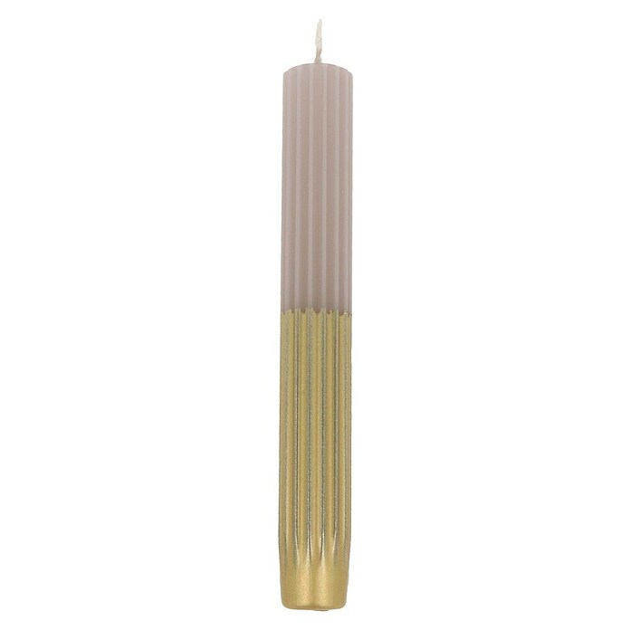 Hofer Dekokerze mit Rillen (Ø x H: 2,2 x 17,5 cm, Sand/Gold) | BAUHAUS