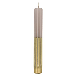 Hofer Dekokerze mit Rillen (Ø x H: 2,2 x 17,5 cm, Sand/Gold)