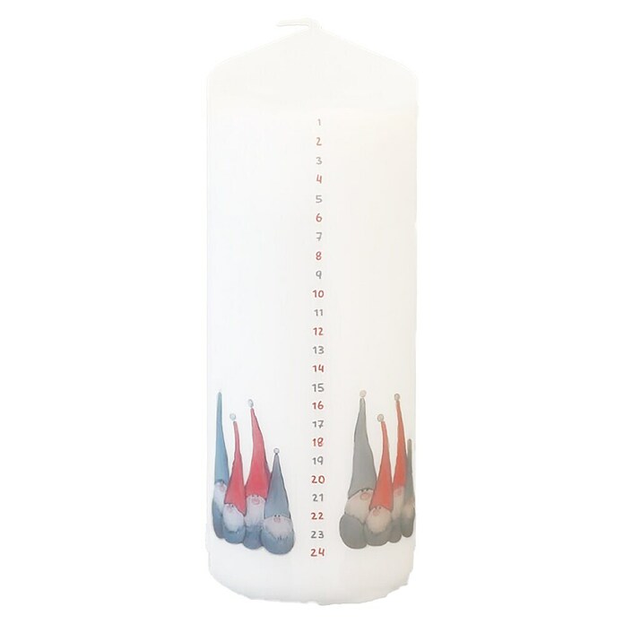 Stumpenkerze Wichtel Adventkalender (Ø x H: 6,8 x 18 cm, Weiß, 1 Stk.) | BAUHAUS