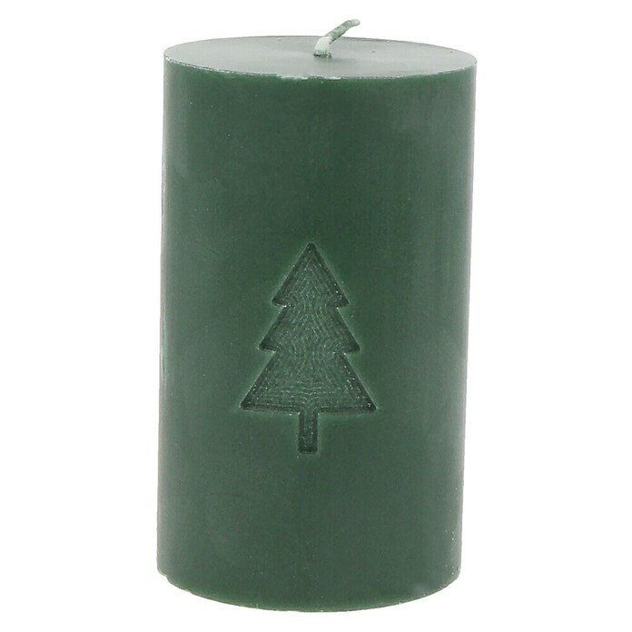 Hofer Stumpenkerze Tannenbaum (Ø x H: 6 x 10 cm, Dunkelgrün, 1 Stk., Motiv: Tannenbaum) | BAUHAUS