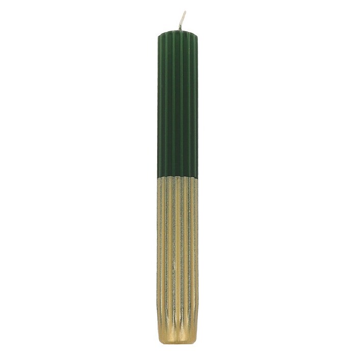 Hofer Dekokerze mit Rillen (Ø x H: 2,2 x 17,5 cm, Dunkelgrün/Gold) | BAUHAUS