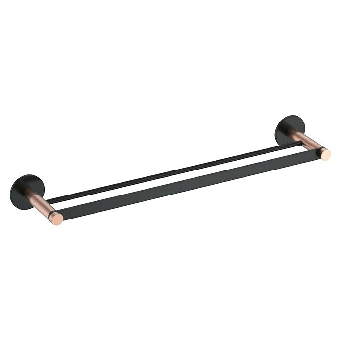 Bath Stage B-Luxor Toallero de barra (2 brazos, Negro / Oro rosa, Brillante) | BAUHAUS