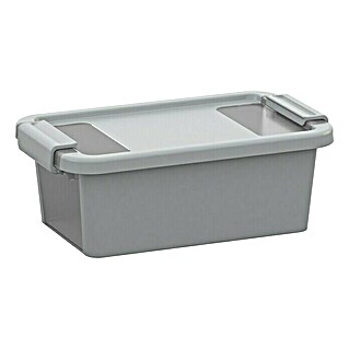 KIS Aufbewahrungsbox Bi-Box (L x B x H: 16 x 26,5 x 10 cm, Grau, Mit Deckel)