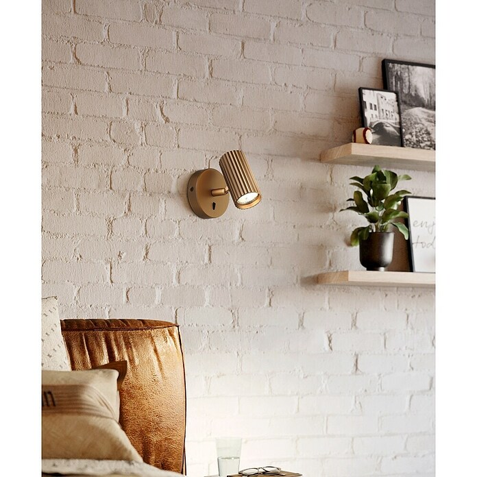 Eglo Aplique de pared Portillo (5 W, L x An x Al: 10,5 x 10,5 x 11 cm, Oro, GU10) | BAUHAUS