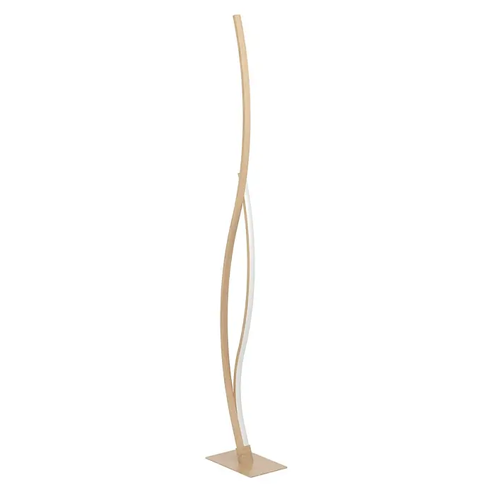 Eglo Grisolia Lámpara de pie LED - 21 W, Altura: 129 cm, Beige, Blanco neutro - Elegante lámpara de pie sinuosa en tonos madera y blanco. Su diseño moderno la convierte en un atractivo en cualquier habitación.