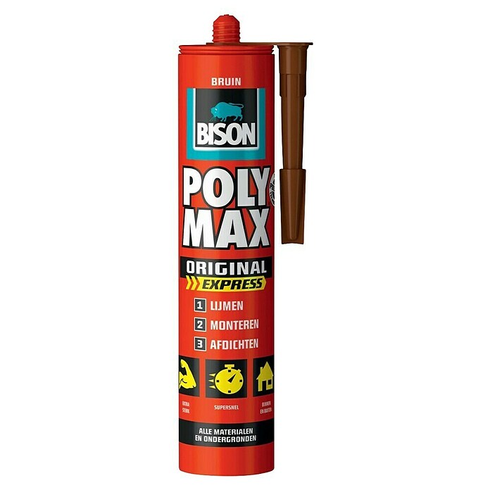 Bison Poly Max Univerzalno montažno ljepilo Express  (Otporno na UV svjetlost, 425 g, Smeđa) | BAUHAUS