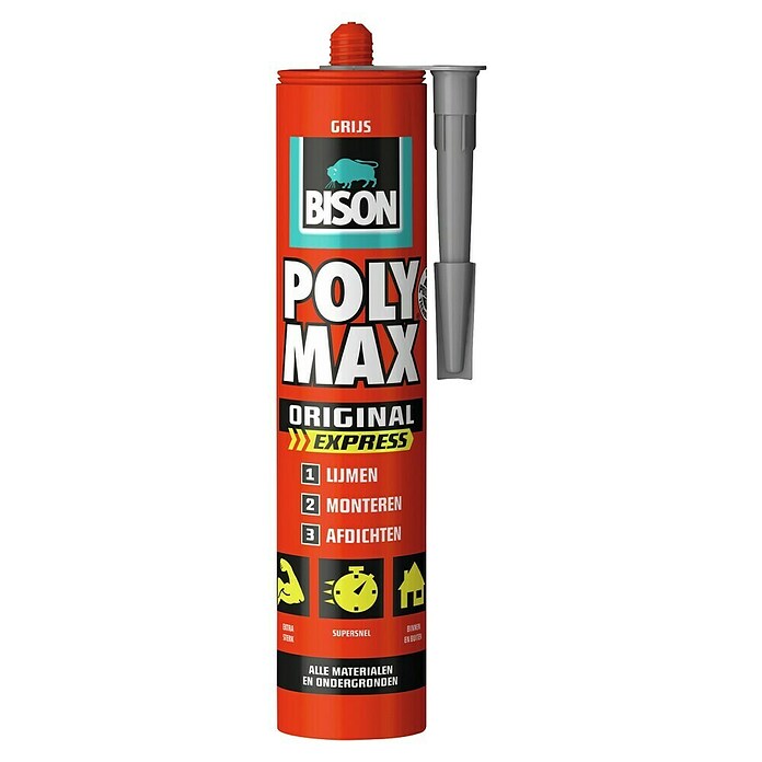 Bison Poly Max Univerzalno montažno lepilo Express  (Odporno na UV žarke, 425 g, Siva) | 6353 - Montagekleber, -Bänder | HCDB - Baukleber | HCD - Kleber | HC - Kleber | H - Innendeko/Farben | BAUHAUS