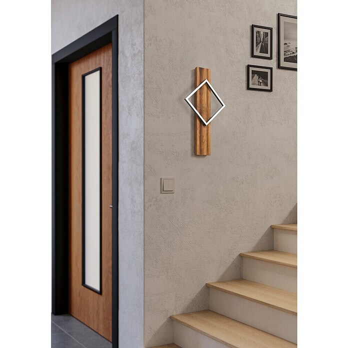 Eglo Boyal Aplique de pared LED (13 W, L x Al: 30,5 x 56 cm, Marrón, Blanco cálido) | BAUHAUS