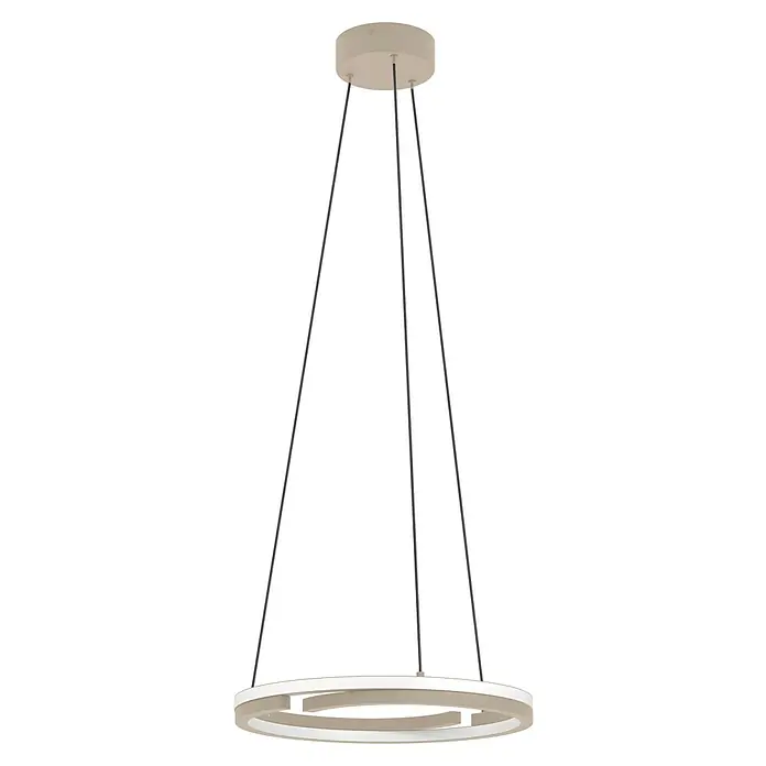 Eglo LED-Pendelleuchte rund Mezzomonte - 20 W, Ø x H: 48 x 110 cm, Sandfarben, Warmweiß - Elegante LED-Pendelleuchte mit modernem Design, bestehend aus einem runden Rahmen und filigranen Aufhängungen, die ein angenehmes Licht erzeugt.