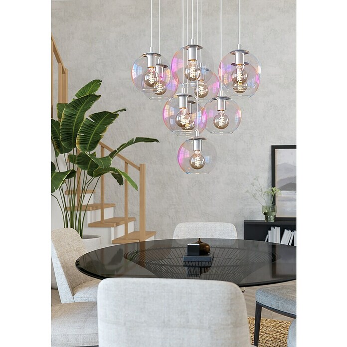 Eglo Lámpara colgante Ariscani 1 (60 W, L x An x Al: 64,5 x 64,5 x 110 cm, Cromo, E27) | BAUHAUS
