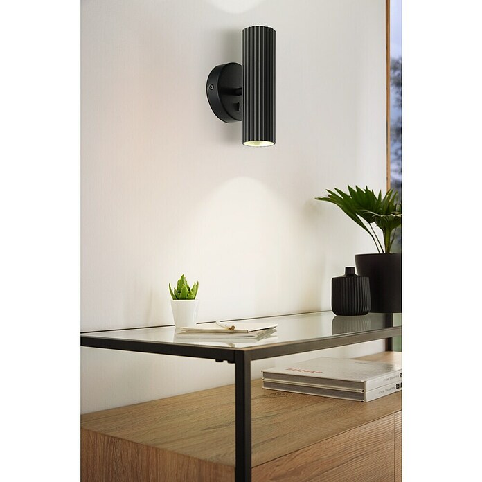 Eglo Aplique de pared Portillo (5 W, L x An x Al: 10,5 x 10,5 x 20 cm, Negro, GU10) | BAUHAUS