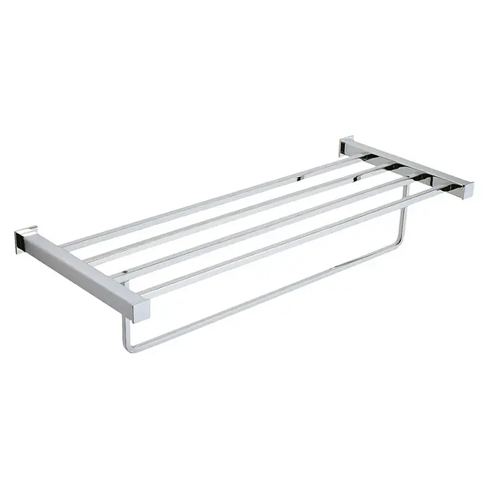 Bath Stage Estante para baño cuadrado B-3000 - L x An x Al: 22 x 535 x 11 cm, Acero inoxidable - Un tendedero de ropa de pared, perfecto para espacios pequeños y secar la ropa suavemente.