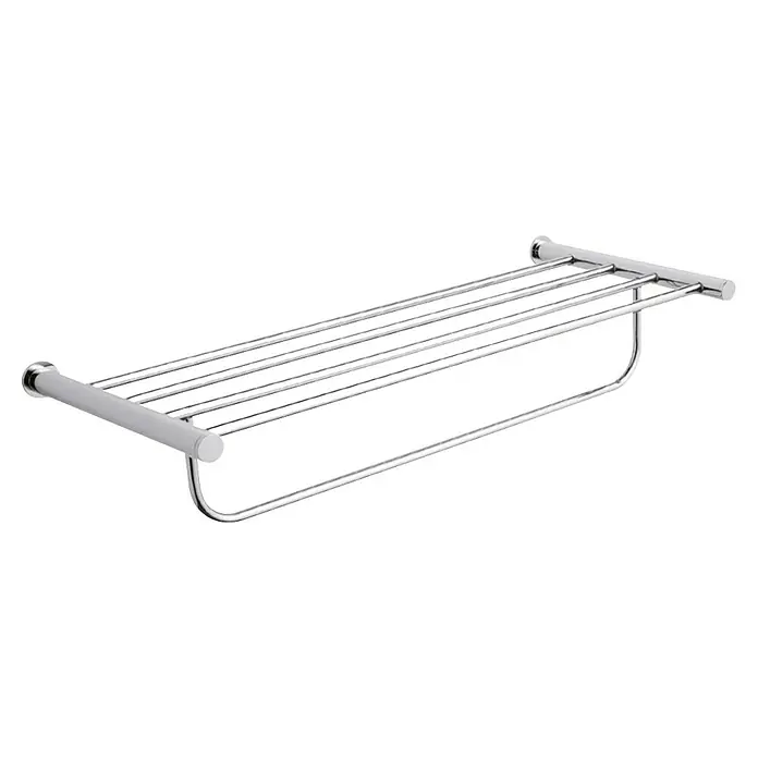 Bath Stage Estante para baño redondo B-4000 - L x An x Al: 225 x 585 x 12 cm, Latón, Cromo - Toallero de metal cromado para guardar toallas en el baño. Práctico y ahorra espacio.