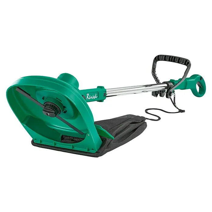 Ruwi Akku-Rasentrimmer inkl. Auffangbehälter - 12 V, Li-Ionen, 1 Akku, Schnittbreite Messer: 21 cm - Der Riwall Rasenlüfter mit Fangkorb ist ein Gartengerät zur Rasenpflege. Seine rotierenden Messer entfernen Rasenfilz und verbessern die Belüftung.