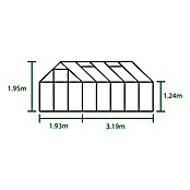 Juliana Gewächshaus Popular 106 (3,19 x 1,93 x 1,95 m, Polycarbonat, Glasstärke: 4 mm, Silbergrau)