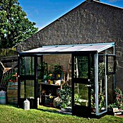 Juliana Gewächshaus Veranda (1,49 x 2,96 x 2,31 m, Sicherheitsglas, Glasstärke: 3 mm, Silber)