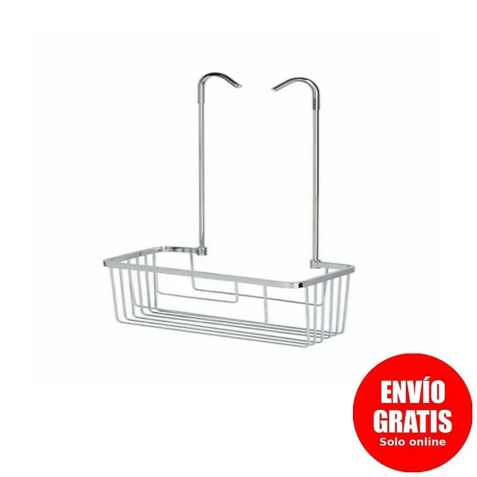 Bath Stage Cesta de baño B-750 - 12 x 25 x 43 cm, Cromo - Cesta de ducha cromada para colgar, ideal para champú y gel de ducha. Una solución práctica para mantener la ducha organizada.