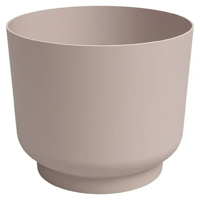 Artevasi Übertopf rund Miami - Außenmaß (Ø x H): 15,4 x 13 cm, Kunststoff, Light Pink, Matt - Bild eines beigen, runden Blumentopfes, der sich ideal für Zimmerpflanzen oder den Außenbereich eignet, und die moderne Optik betont.