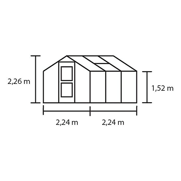 Juliana Gewächshaus Compact (2,24 x 2,24 x 2,26 m, Sicherheitsglas, Glasstärke: 3 mm, Silber/Schwarz)