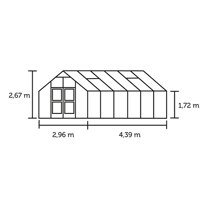 Juliana Gewächshaus Premium  (4,39 x 2,96 x 2,67 m, Sicherheitsglas, Glasstärke: 3 mm, Anthrazit/Schwarz)