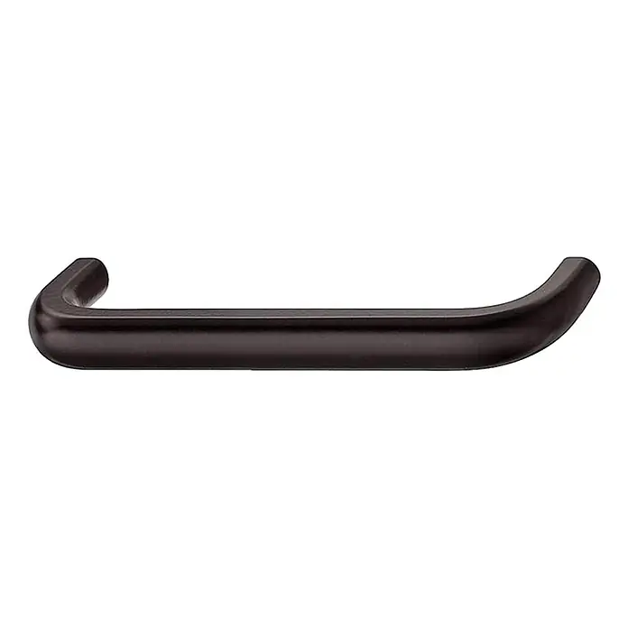 Häfele Tirador para muebles - Distancia entre orificios: 128 mm, Negro - Primer plano de un elegante portarrollos de papel marrón oscuro, que combina funcionalidad y diseño moderno para cualquier baño.
