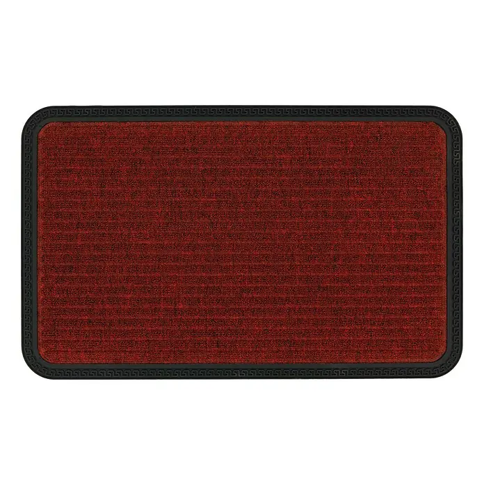 Astra Fußmatte Border Star - Rot, 50 x 80 cm, 70 % Polypropylen, 30 % Gummi - Roter Schmutzfangläufer mit schwarzem Zierrand, ideal für den Eingangsbereich. Robust und stilvoll für ein sauberes Zuhause.