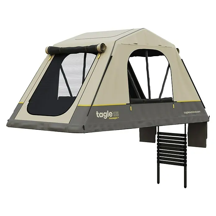 Tagle Outdoor Tienda de campaña para automóvil Somo Lite - Altura: 100 cm, Específico para: 2 personas, Apto para: 2 personas, Techo corredizo - Vista de la tienda de techo Tagle Hosségar+, una tienda robusta y cómoda para aventuras al aire libre. Ideal para acampadas.