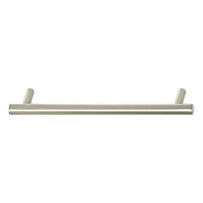 Häfele Tirador para muebles - Tipo de tirador del mueble: Estribo, Distancia entre orificios: 160 mm, Acero inoxidable - Tirador de mueble metálico de color plata con una barra recta y dos pies de montaje para un interior moderno y elegante.